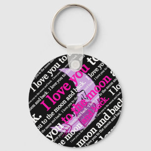 Porte-clés Je t'aime sur la lune et la typographie du dos