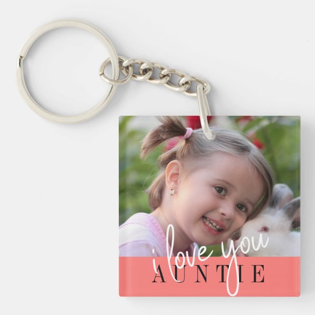 Porte-clés Je t'aime Tante Photo Personnalisée (Devant)