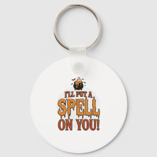 Porte-clés Je vais mettre un sort sur toi Halloween Chaudron