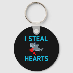 Porte-clés Je vole des cœurs Saint-Valentin Requin 