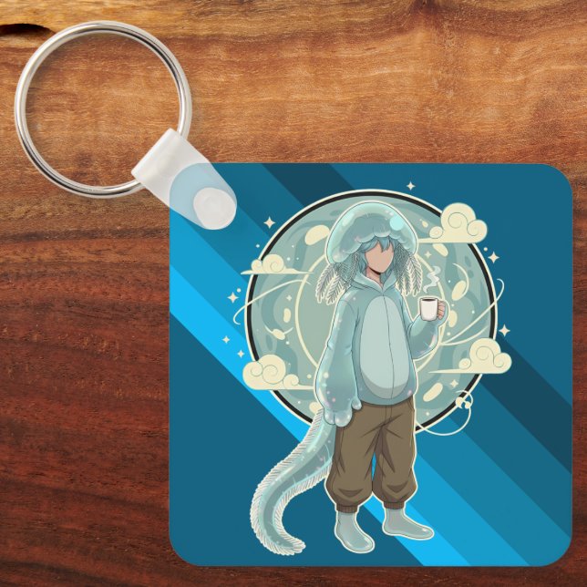 Porte-clés Jellyfish Boy Anime Coffee Art (Recto)