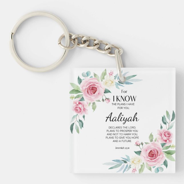 Porte-clés Jeremiah 29:11 Rose Personnaliser (Devant)