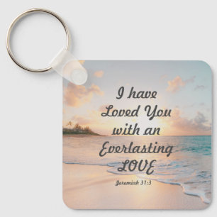 Porte-clés Jérémie 31:3 Je vous ai aimés Bible Ocean Sunset