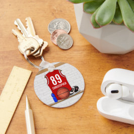 Porte-clés Jersey de basket-ball rouge et blanc personnalisé