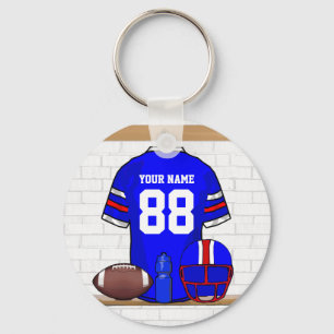 Porte-clés Jersey de football bleu blanc personnalisé