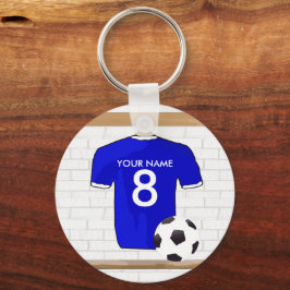 Porte-clés Jersey de football bleu blanc personnalisé