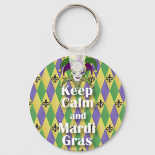Porte-clés Jester Mask Keep Calm and Mardi Gras