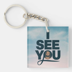 Porte-clés Jésus chrétien vous regarde, Jésus je vous vois