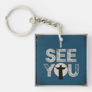 Porte-clés Jésus chrétien vous regarde, Jésus je vous vois