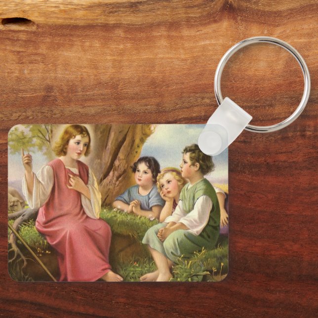 Porte-clés Jésus Christ Enseigner les enfants, Religion Vinta (Recto)