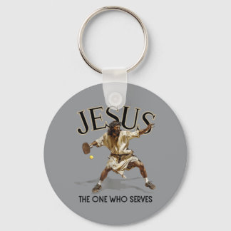 Porte-clés Jésus de pickleball drôle Celui qui sert