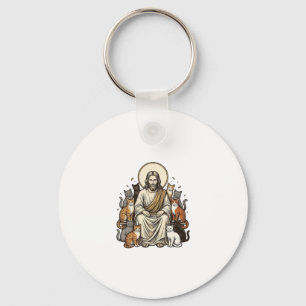 Porte-clés Jésus et Chats Vintage