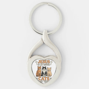 Porte-clés Jésus et les chats sont ma thérapie Vintage T-shir