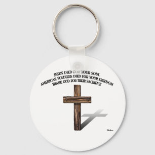 Porte-clés Jésus et les soldats américains avec croix robuste