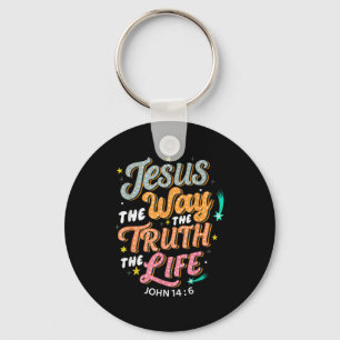 Porte-clés Jésus Le Chemin Vérité Vie Jean 14 6 Bible Chrétie