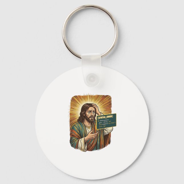 Porte-clés Jésus pleurant Erreur de syntaxe Codage Programmeu (Recto)