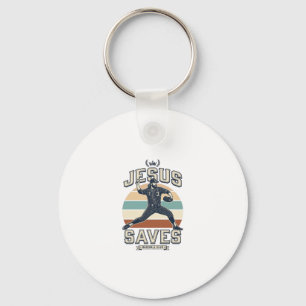 Porte-clés Jésus Sauve Baseball Vintage Christian Vector Desi