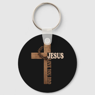 Porte-clés Jésus t'aime Bro Croix foi chrétienne Dieu