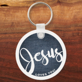 Porte-clés Jésus vous aime Denim Circle