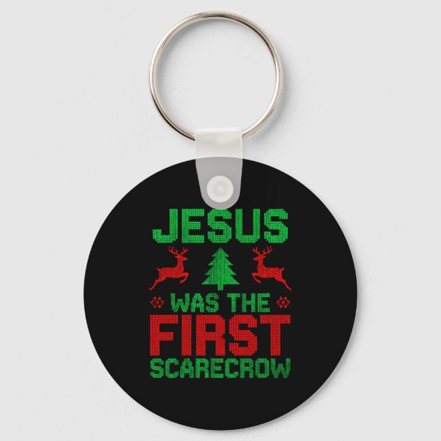 Porte-clés Jesus Was The First-ecrow Reindeer Ugly Sweater Xm (Recto)