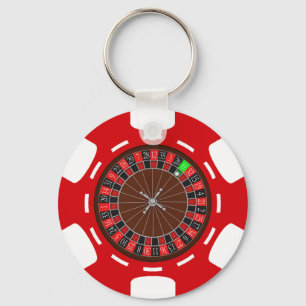 PORTE-CLÉS JETON DE POKER AVEC LA ROUE DE ROULETTE