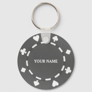 Porte-clés Jeton de poker gris personnalisable