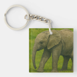 Porte-clés Jeune éléphant avec tuteur dans la réserve de Gras
