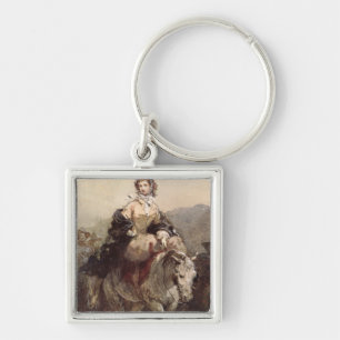 Porte-clés Jeune femme sur un cheval