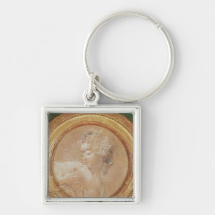 Porte-clés Jeune fille serrant son sein