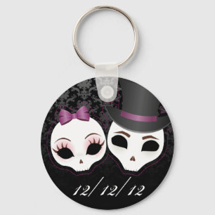 Porte-clés Jeune mariée et marié Skullie (violet)