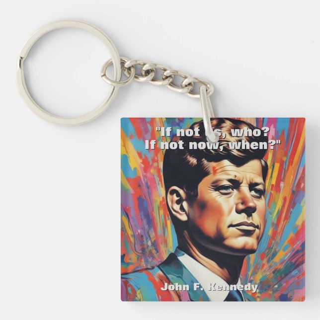Porte-clés JFK John F. Kennedy Citation Inspiration Motivatio (Devant)