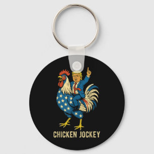 Porte-clés Jockey de poulet Trump Mème amusant