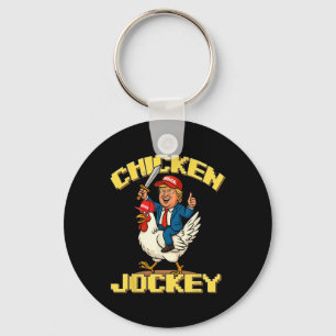 Porte-clés Jockey de poulet Trump Mème amusant