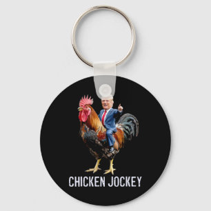Porte-clés Jockey de poulet Trump Mème amusant 1