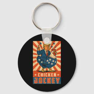 Porte-clés Jockey de poulet Trump Mème amusant 10