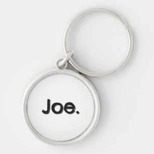 Porte-clés Joe. Nom en lettres noires sur fond blanc