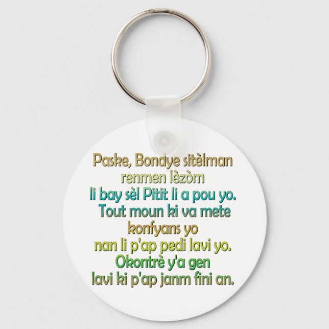 Porte-clés John 3:16 Créole haïtien (Recto)