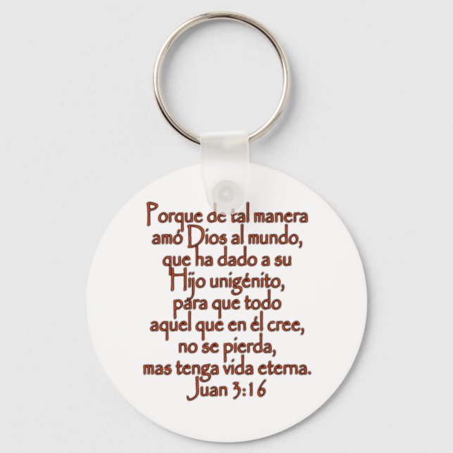Porte-clés John 3:16 Espagnol (Recto)