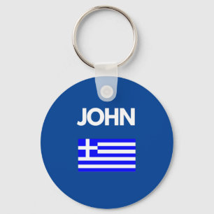 Porte-clés John Greek Name avec un drapeau grec