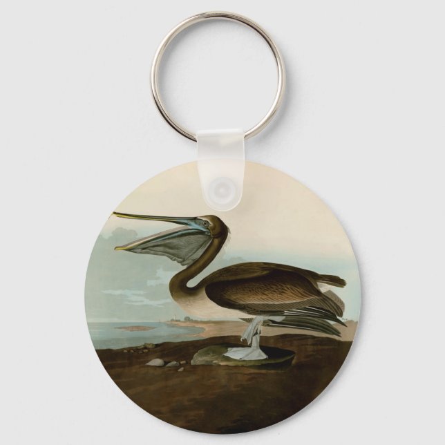 Porte-clés John James Audubon Peinture Pélicane Brown (Recto)