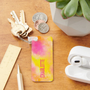 Porte-clés Joie Lumineuse Gradient Fille Colorée + Nom