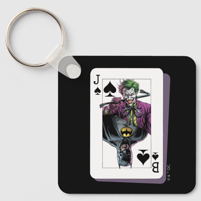 Porte-clés Joker and Batman Spade Playing Card Illustration (Recto)