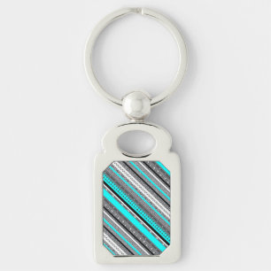 Porte-clés Joli aqua gris aztèque motif