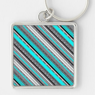 Porte-clés Joli aqua gris aztèque motif