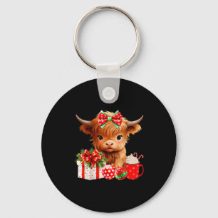 Porte-clés Joli bébé vache des Highlands Joyeux Noël vache de