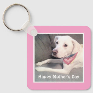 Porte-clés Joli Blanc Labrador Retriever Mix Chien Rose Maman