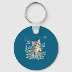 Porte-clés Joli chat & fleurs fur-get-me-not cadeau femme