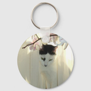 Porte-clés Joli chat blanc