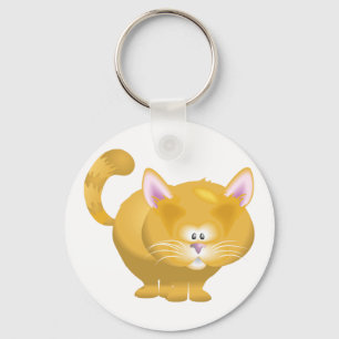 Porte-clés Joli Chat Tigré Rond au Poil Roux