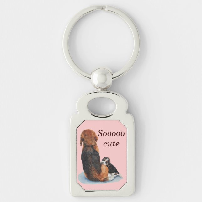 Porte-clés Joli chiot beagle avec maman chien (Devant)